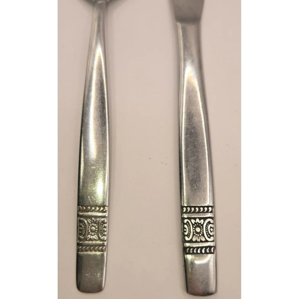 Vintage Mid-Century Modern Rostfrei Stainless Steel Flatware Spoon & Knife Set F